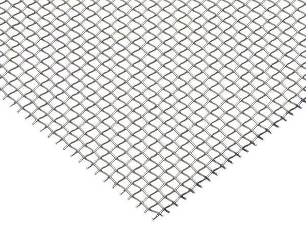 A piece of aluminum wire mesh with mill finish